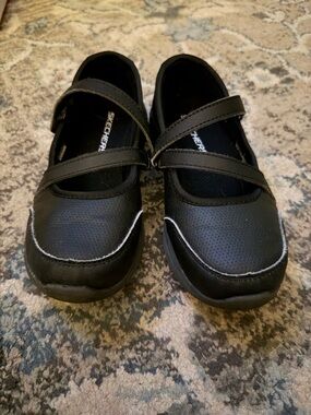 Skechers Kids Black Double-Strap Mary Jane School Shoes